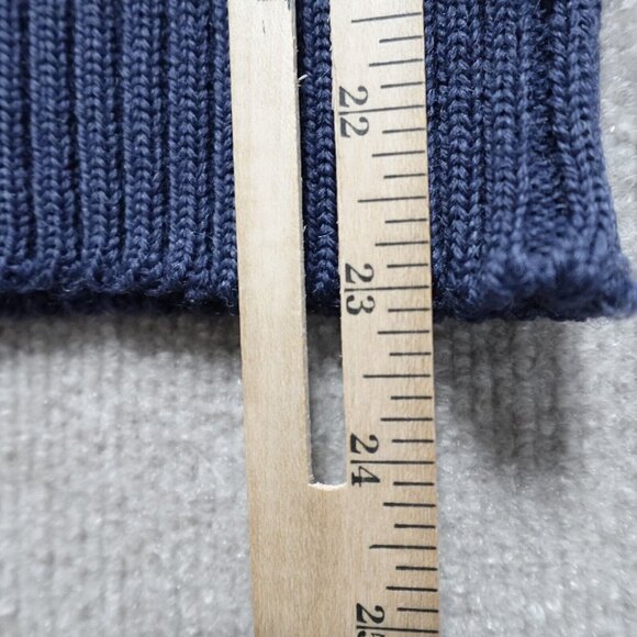 Woolly Pully Sweater Small Blue Solid V-Neck Elbow Patches Commando Epaulets - Picture 4 of 7